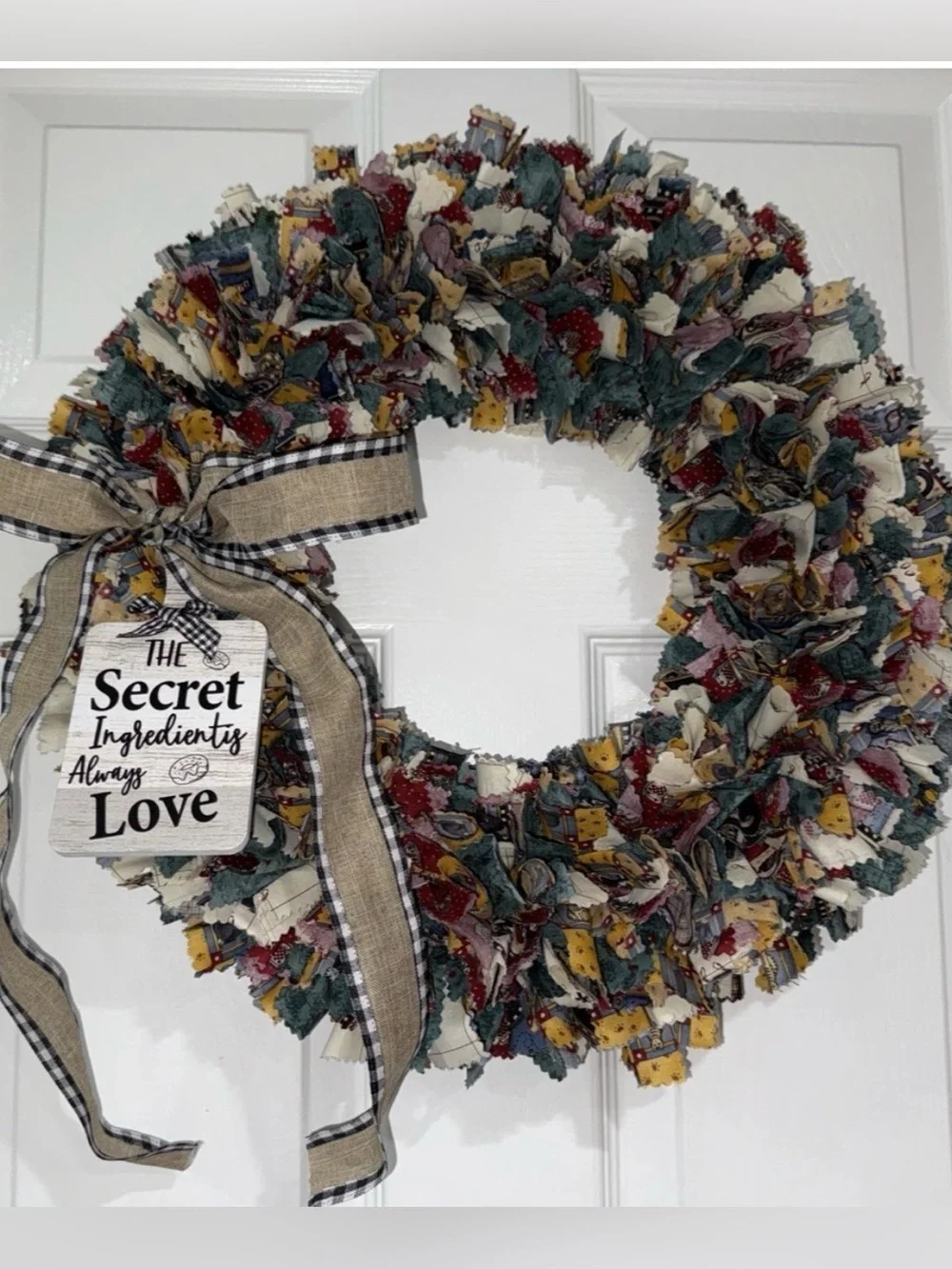 Handmade Rag Wreath Grandmacore Cottage Eclectic Grannie's Kitchen NEW SEE NOTE